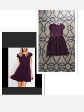 Urban Outfitters Plum Textured Fit & Flare Dress
